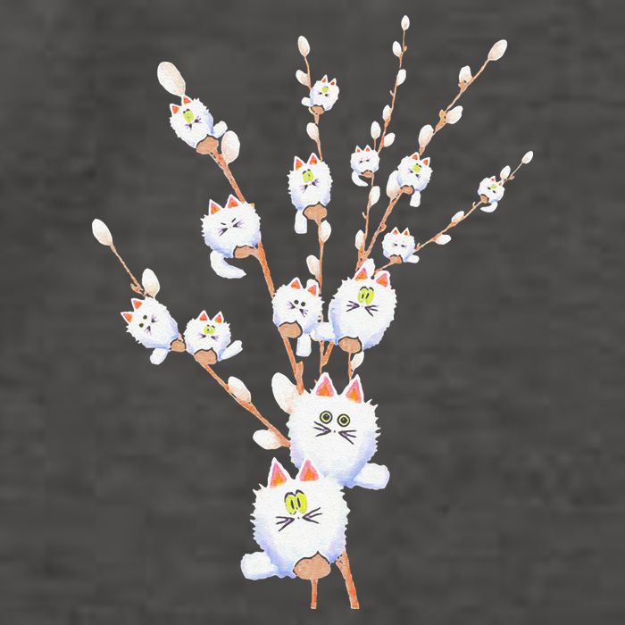 Tree Cat Willow Buds Flowers Tree Vector Backpack