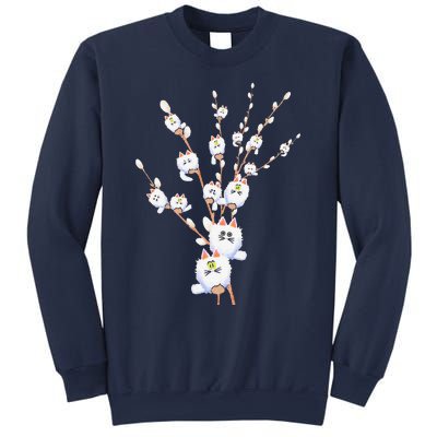 Tree Cat Willow Buds Flowers Tree Sweatshirt