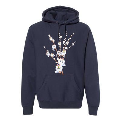 Tree Cat Willow Buds Flowers Tree Premium Hoodie