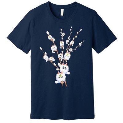 Tree Cat Willow Buds Flowers Tree Premium T-Shirt