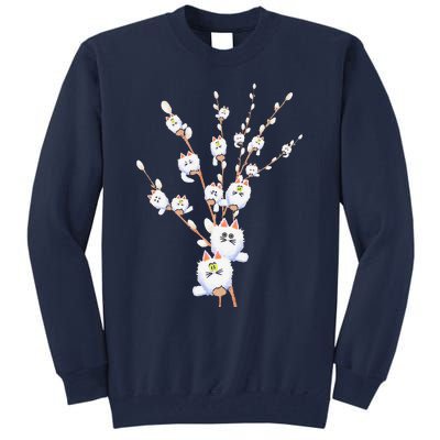 Tree Cat Willow Buds Flowers Tree Tall Sweatshirt