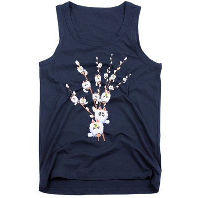 Tree Cat Willow Buds Flowers Tree Tank Top