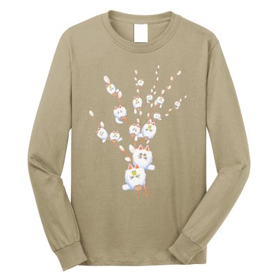 Tree Cat Willow Buds Flowers Tree Long Sleeve Shirt