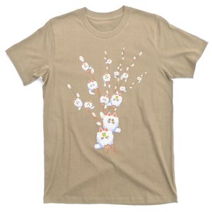 Tree Cat Willow Buds Flowers Tree T-Shirt