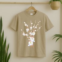 Tree Cat Willow Buds Flowers Tree T-Shirt