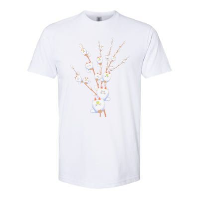 Tree Cat Willow Buds Flowers Tree Softstyle CVC T-Shirt