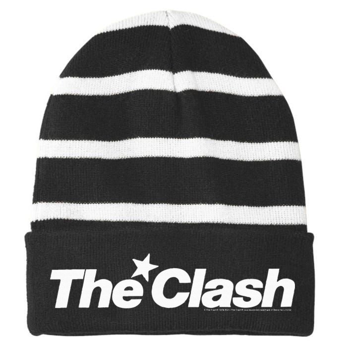 The C.L.A.S.H White Star Logo Striped Beanie with Solid Band