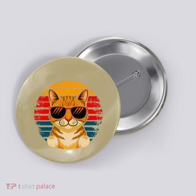 Tabby Cat Wearing Sunglasses Funny For Tabby Cat Lovers Button
