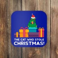 The Cat Who Stole Christmas Funny Xmas Kitten Feline Meaningful Gift Coaster