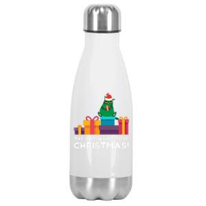 The Cat Who Stole Christmas Funny Xmas Kitten Feline Meaningful Gift Stainless Steel Insulated Water Bottle