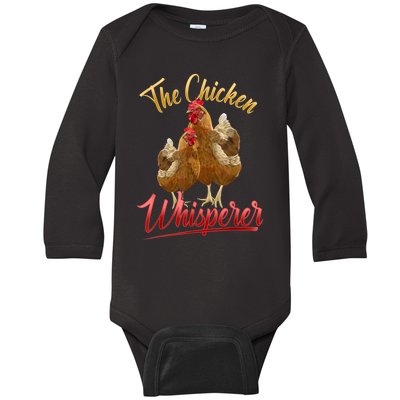 The Chicken Whisperer Funny Chicken Lover Farming Baby Long Sleeve Bodysuit