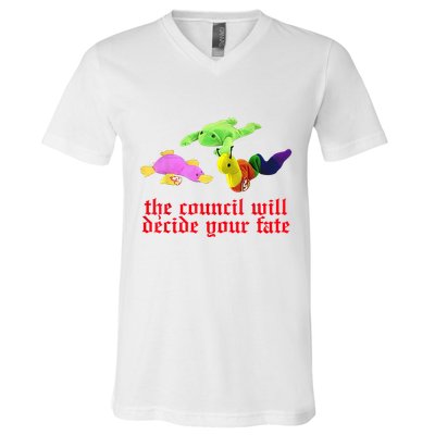 The Council Will Decide Your Fate Funny Oddly Specific Meme V-Neck T-Shirt
