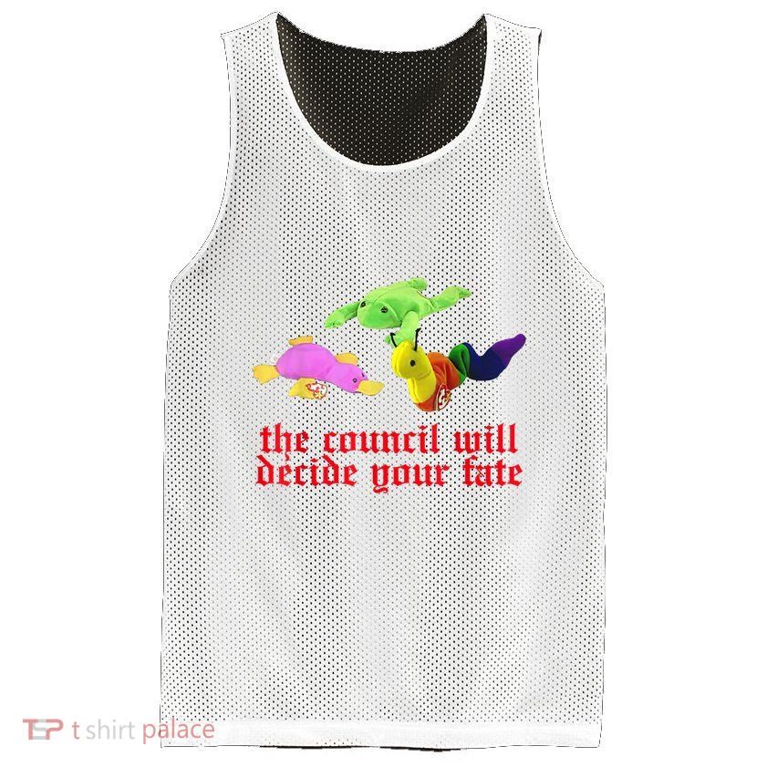 The Council Will Decide Your Fate Funny Oddly Specific Meme Mesh Reversible Basketball Jersey Tank