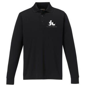 The Cow Whisperer Cute Black And White Resting Cow Performance Long Sleeve Polo