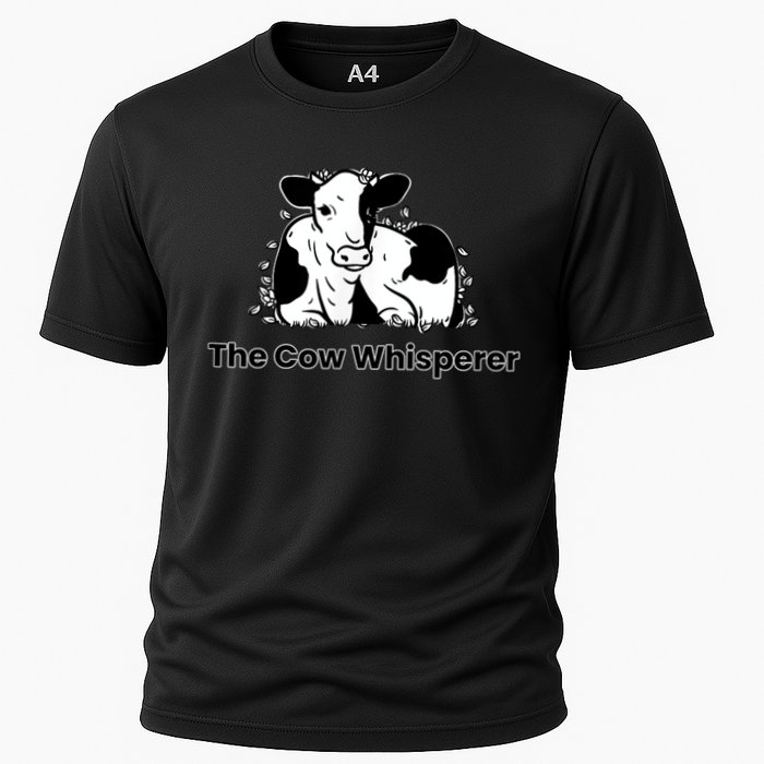 The Cow Whisperer Cute Black And White Resting Cow Cooling Performance Crew T-Shirt