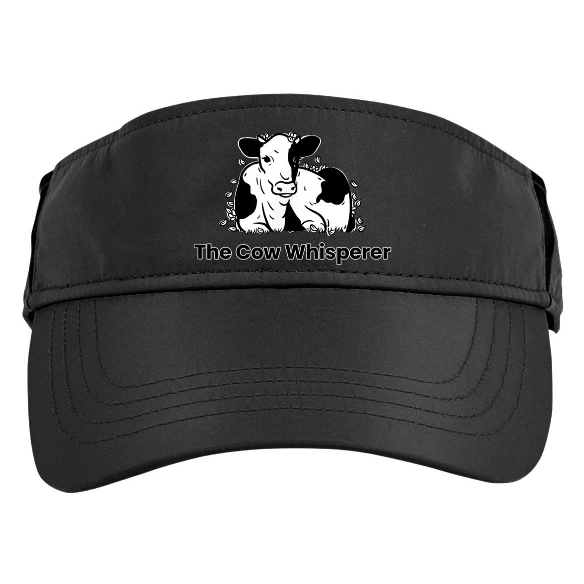 The Cow Whisperer Cute Black And White Resting Cow Adult Drive Performance Visor