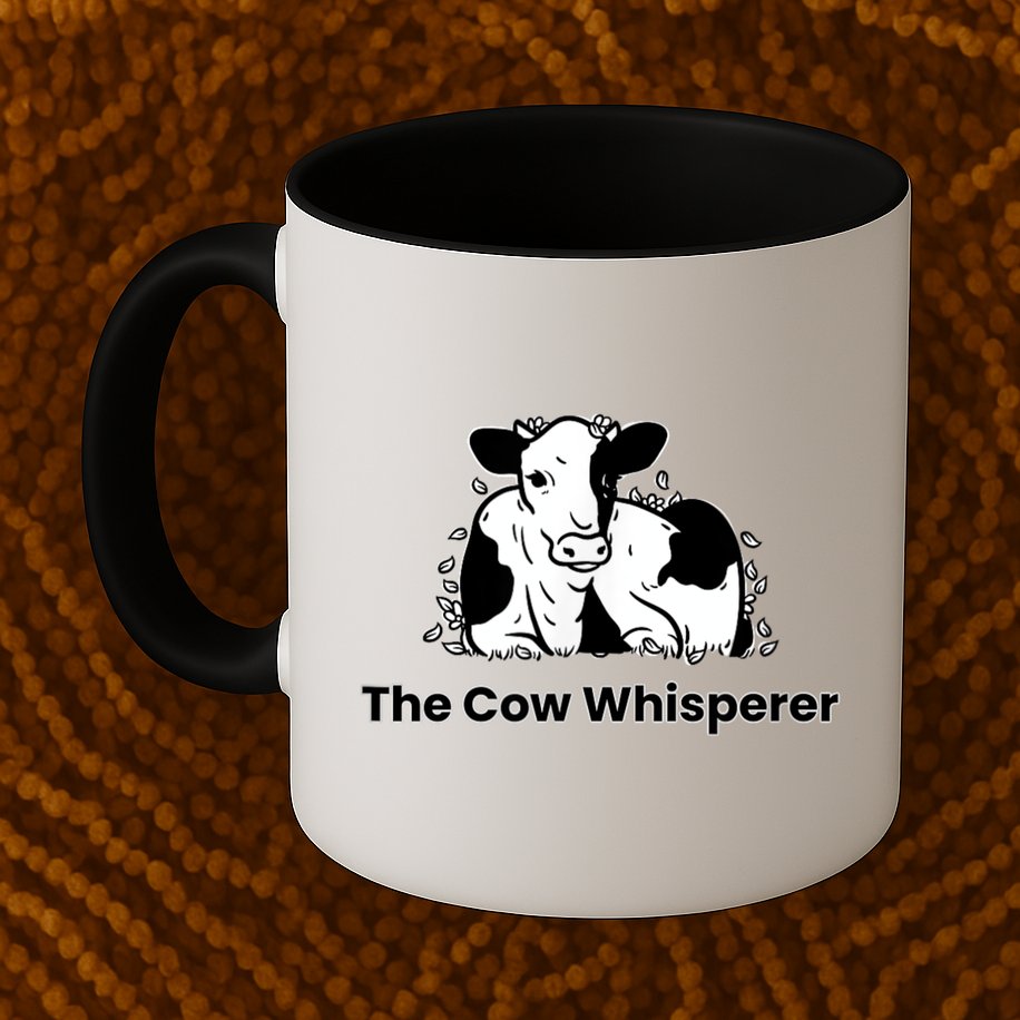 The Cow Whisperer Cute Black And White Resting Cow Mug