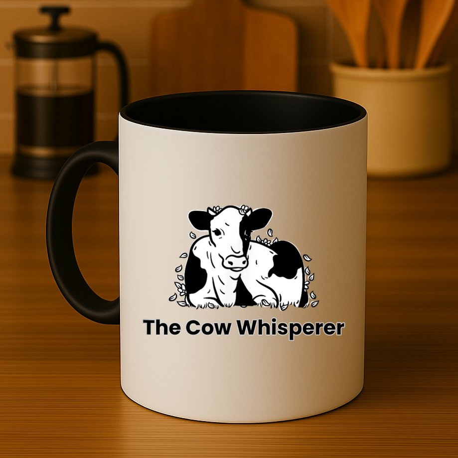 The Cow Whisperer Cute Black And White Resting Cow Mug