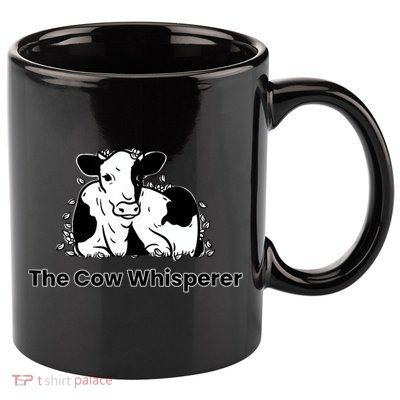 The Cow Whisperer Cute Black And White Resting Cow 11oz C Handle Ceramic Mug