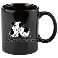 The Cow Whisperer Cute Black And White Resting Cow 11oz C Handle Ceramic Mug