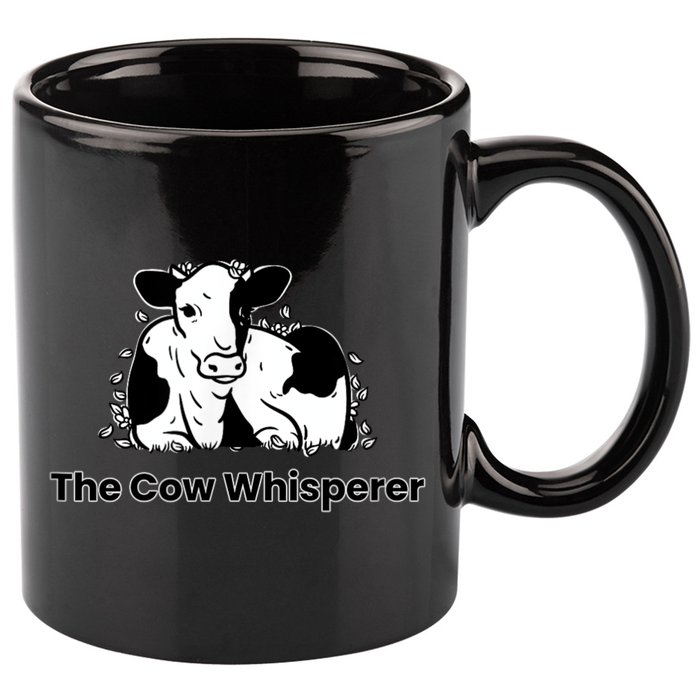 The Cow Whisperer Cute Black And White Resting Cow 11oz C Handle Ceramic Mug