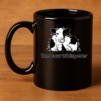 The Cow Whisperer Cute Black And White Resting Cow 11oz C Handle Ceramic Mug