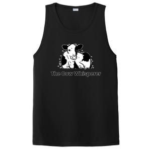 The Cow Whisperer Cute Black And White Resting Cow PosiCharge Competitor Tank