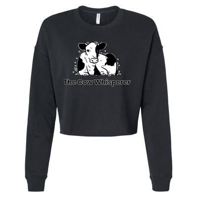 The Cow Whisperer Cute Black And White Resting Cow Cropped Pullover Crew