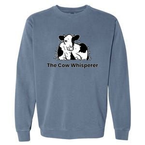 The Cow Whisperer Cute Black And White Resting Cow Garment-Dyed Sweatshirt