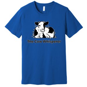 The Cow Whisperer Cute Black And White Resting Cow Premium T-Shirt