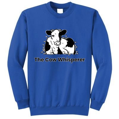 The Cow Whisperer Cute Black And White Resting Cow Tall Sweatshirt