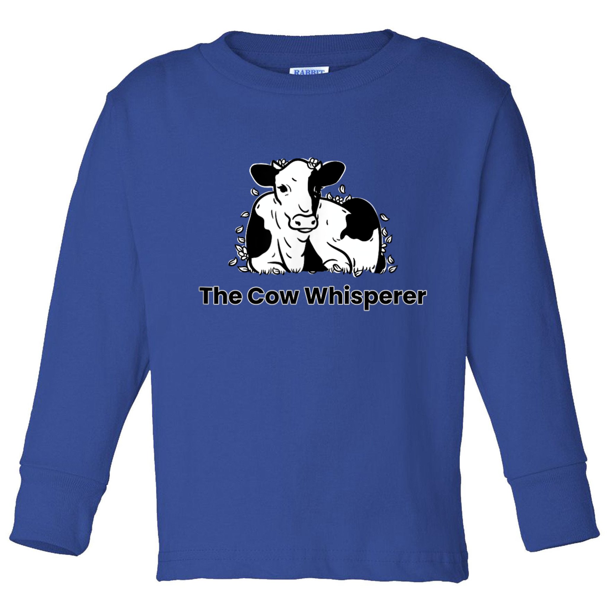 The Cow Whisperer Cute Black And White Resting Cow Toddler Long Sleeve Shirt