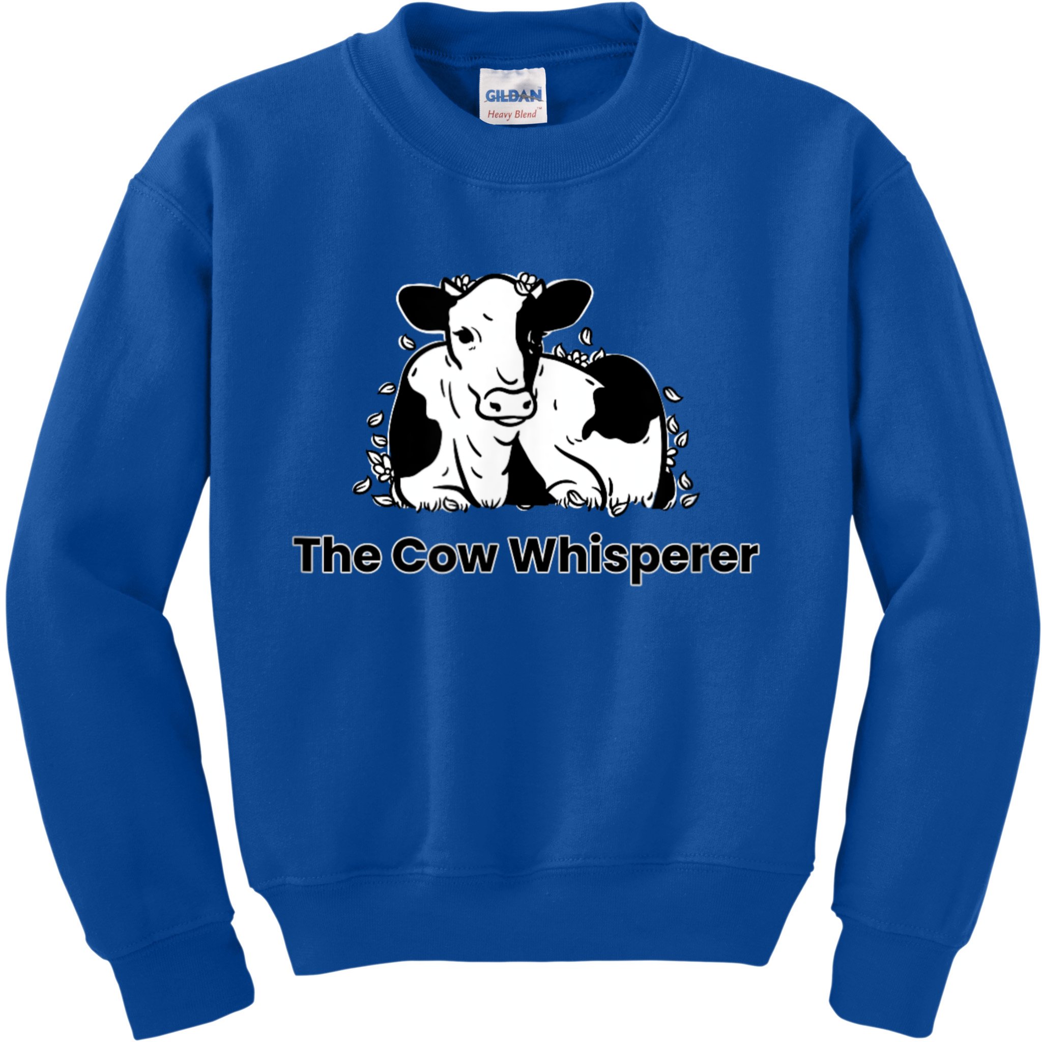 The Cow Whisperer Cute Black And White Resting Cow Kids Sweatshirt