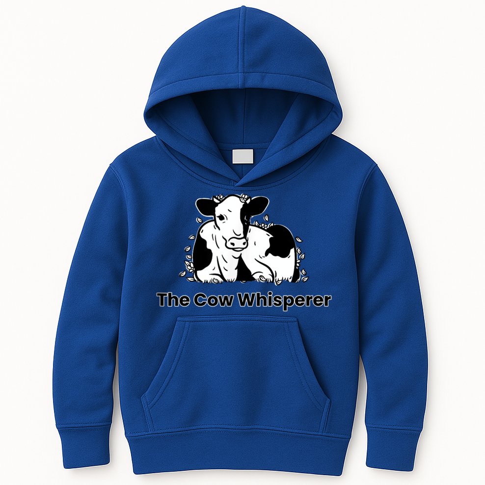 The Cow Whisperer Cute Black And White Resting Cow Kids Hoodie