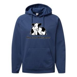 The Cow Whisperer Cute Black And White Resting Cow Performance Fleece Hoodie