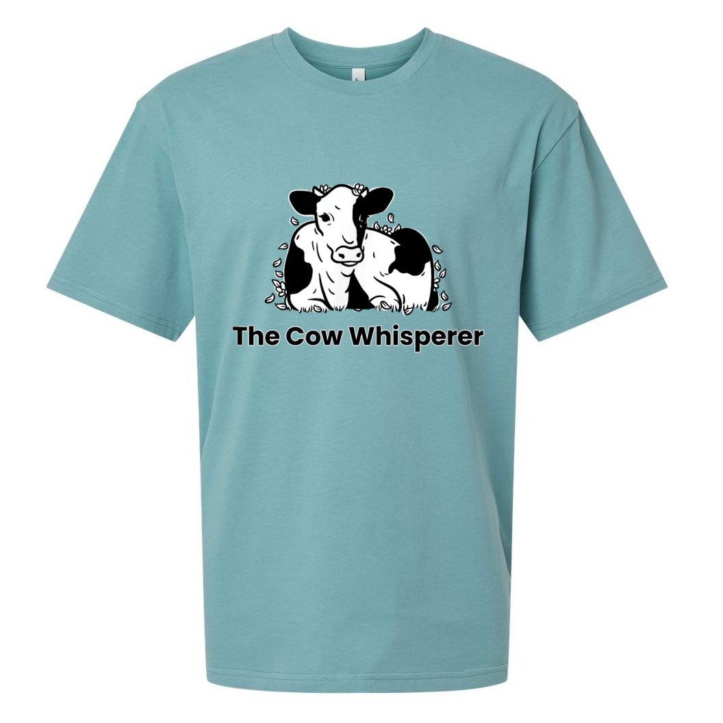 The Cow Whisperer Cute Black And White Resting Cow Sueded Cloud Jersey T-Shirt