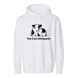 The Cow Whisperer Cute Black And White Resting Cow Garment-Dyed Fleece Hoodie