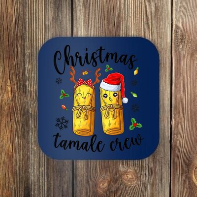 Tamale Crew With Santa Hat Funny Mexican Christmas Coaster