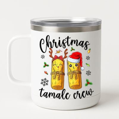 Tamale Crew With Santa Hat Funny Mexican Christmas 12 oz Stainless Steel Tumbler Cup