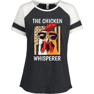 The Chicken Whisperer Farmer Chicken Enza Ladies Jersey Colorblock Tee