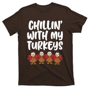 Thanksgiving Chillin With My Turkeys Funny Boys Family T-Shirt