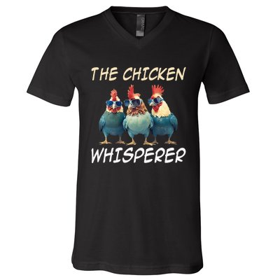 The Chicken Whisperer Retro Vintage Funny Chicken Farmer V-Neck T-Shirt