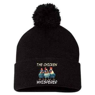 The Chicken Whisperer Retro Vintage Funny Chicken Farmer Pom Pom 12in Knit Beanie