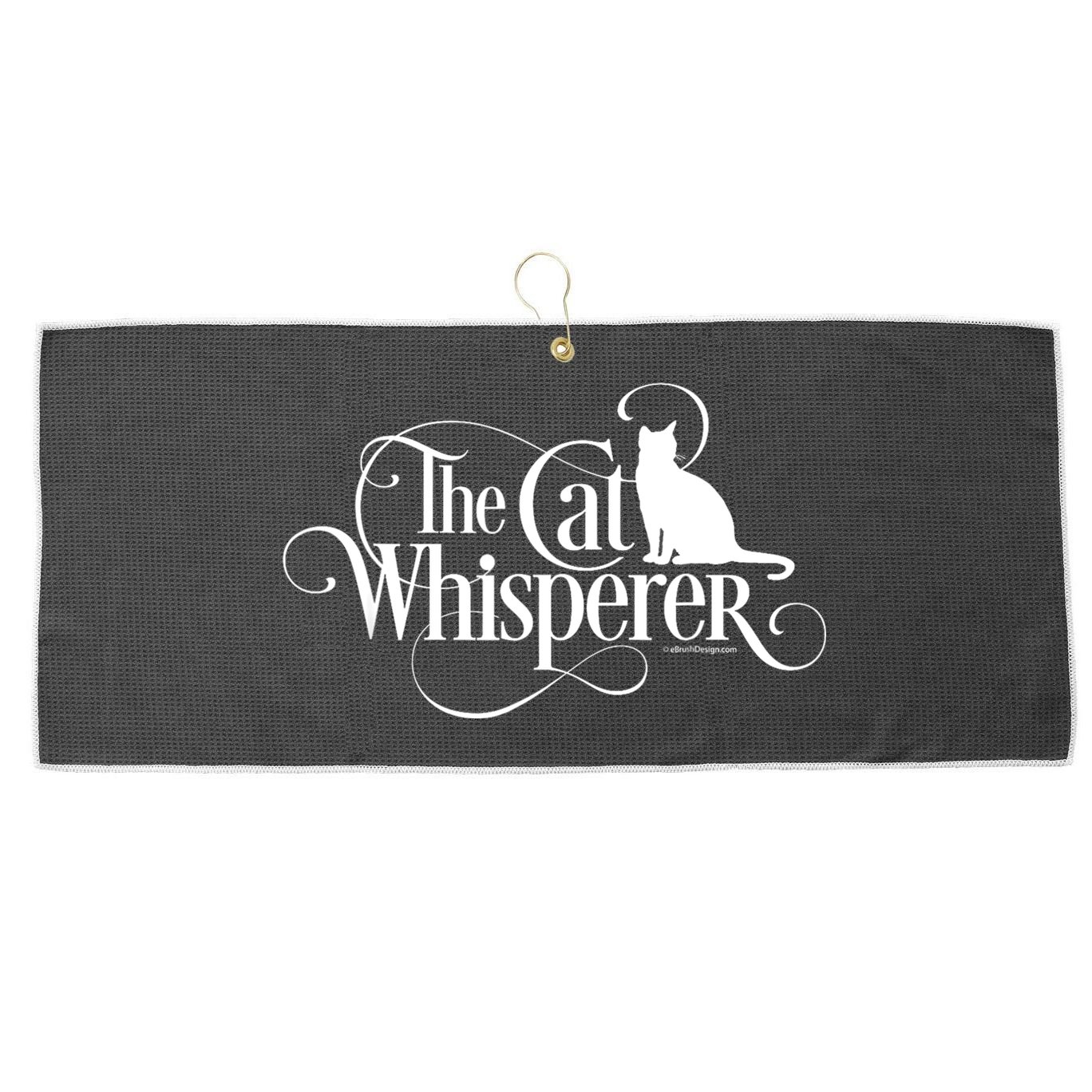 The Cat Whisperer Cat Lover Large Microfiber Waffle Golf Towel