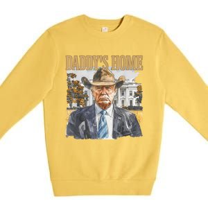 Trump Cowboy Western DaddyS Home Maga Take America Back Premium Crewneck Sweatshirt