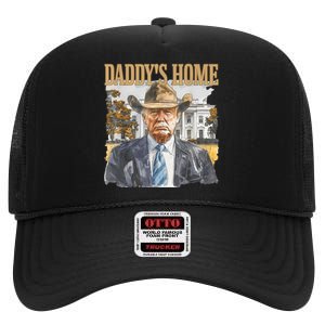 Trump Cowboy Western DaddyS Home Maga Take America Back High Crown Mesh Back Trucker Hat