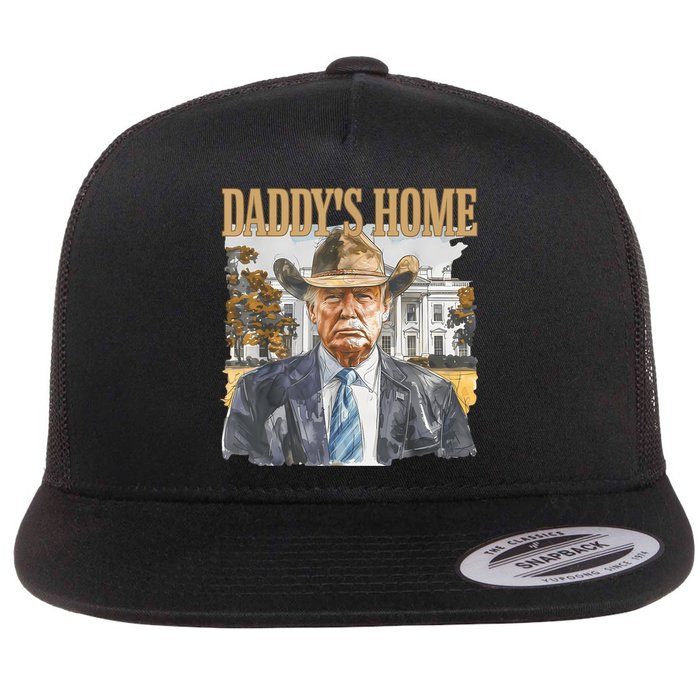 Trump Cowboy Western DaddyS Home Maga Take America Back Flat Bill Trucker Hat