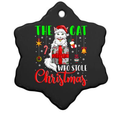 The Cat Who Stole Christmas Funny Christmas Santa Cat Lover Meaningful Gift Ceramic Star Ornament