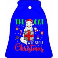 The Cat Who Stole Christmas Funny Christmas Santa Cat Lover Meaningful Gift Ceramic Bell Ornament