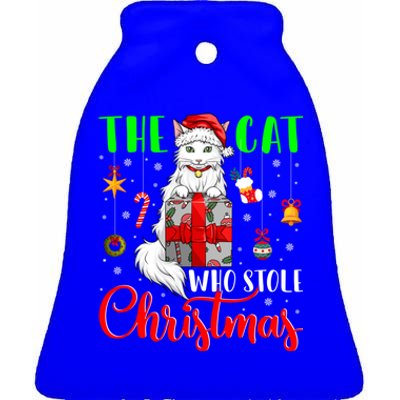 The Cat Who Stole Christmas Funny Christmas Santa Cat Lover Meaningful Gift Ceramic Bell Ornament